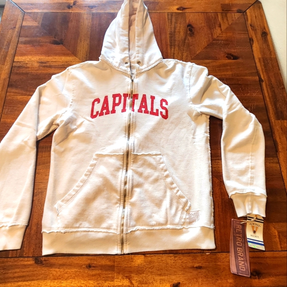 Washington Capitals NHL White Zip Up Jacket Hoodie Size Men's Medium